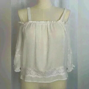 Cupio Off Shoulder White Eyelet Top (569)